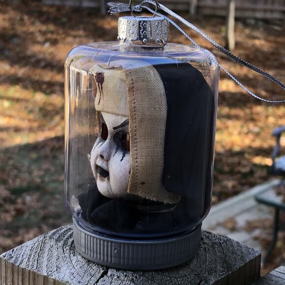 OOAK Creepy Odd Horror Nun Doll Head Scary Christmas Decor Gothic Tree Ornament - Picture 3 of 5